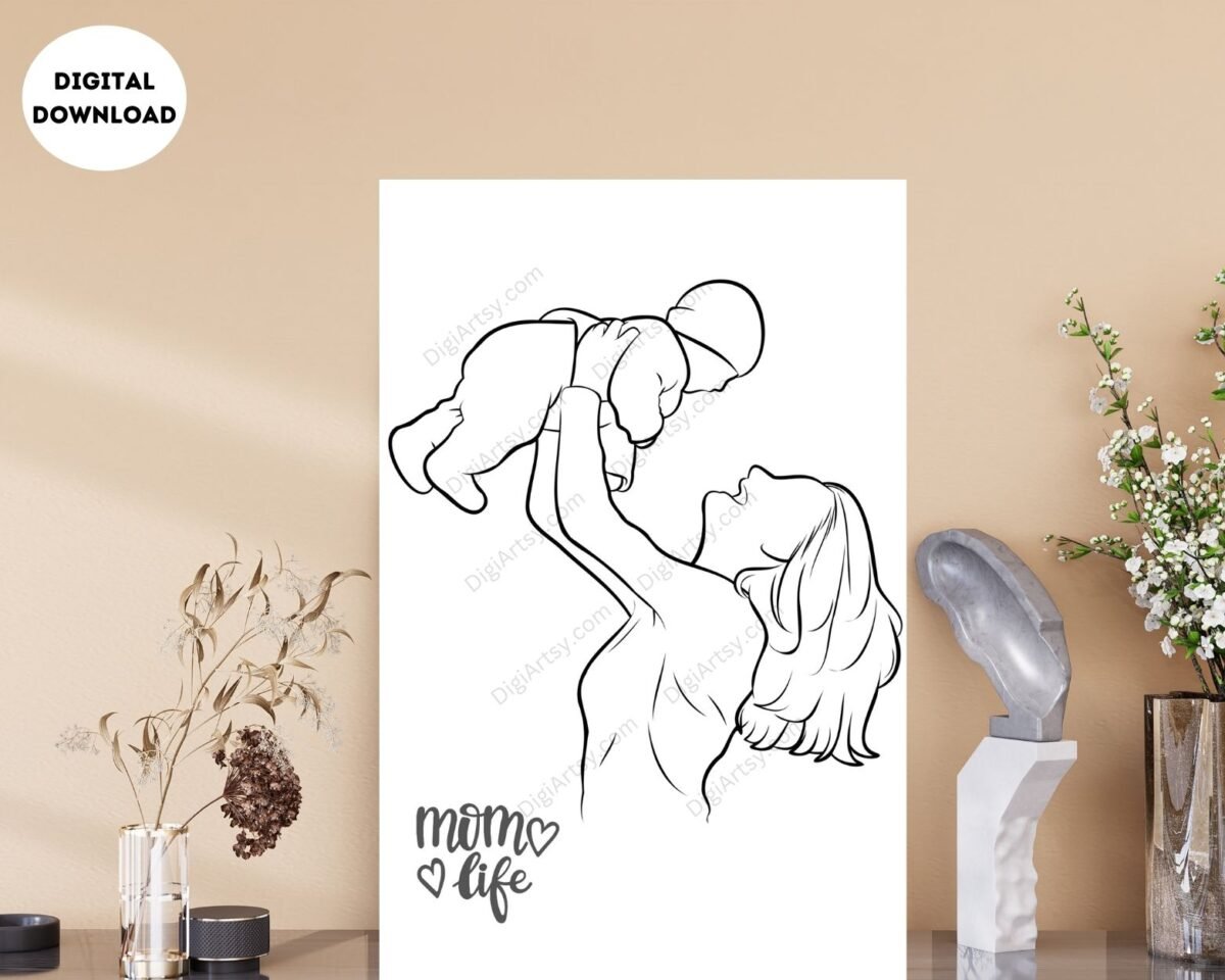 Mom and Child Wall Art Print