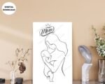 Caring Mother and Baby Line Art Gift