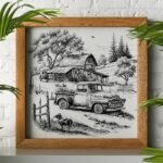 Vintage Village Sketch Wall Art Decor