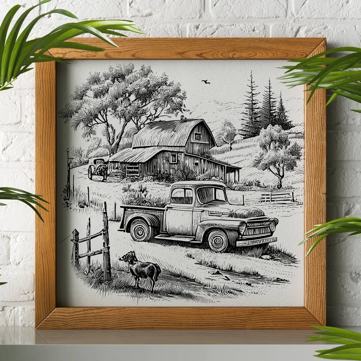 Vintage Village Sketch Wall Art Decor