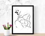 Mom and Baby Line Art