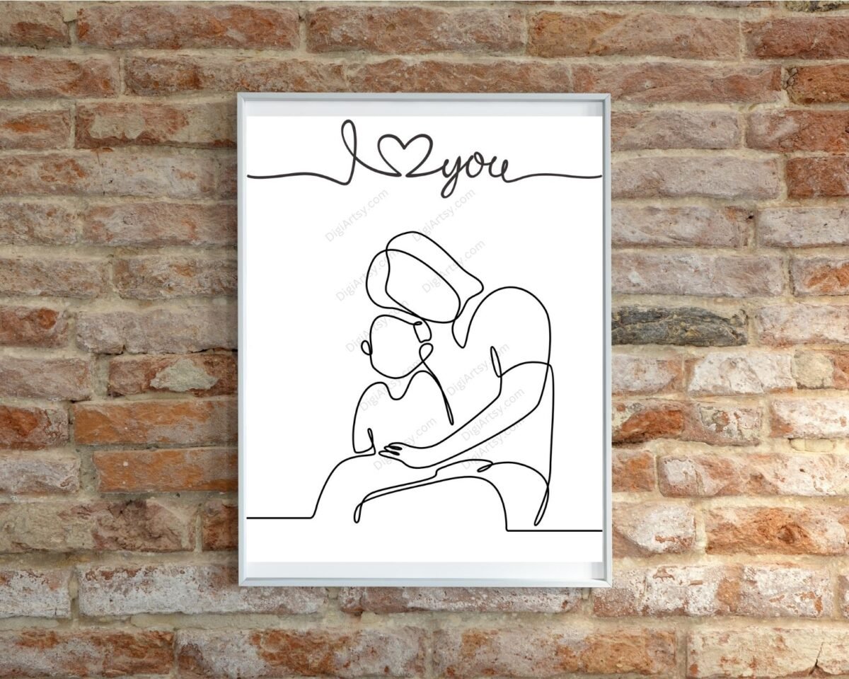 Mom and Baby Line Art