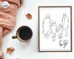 Family of Four Line Art Wall Decor