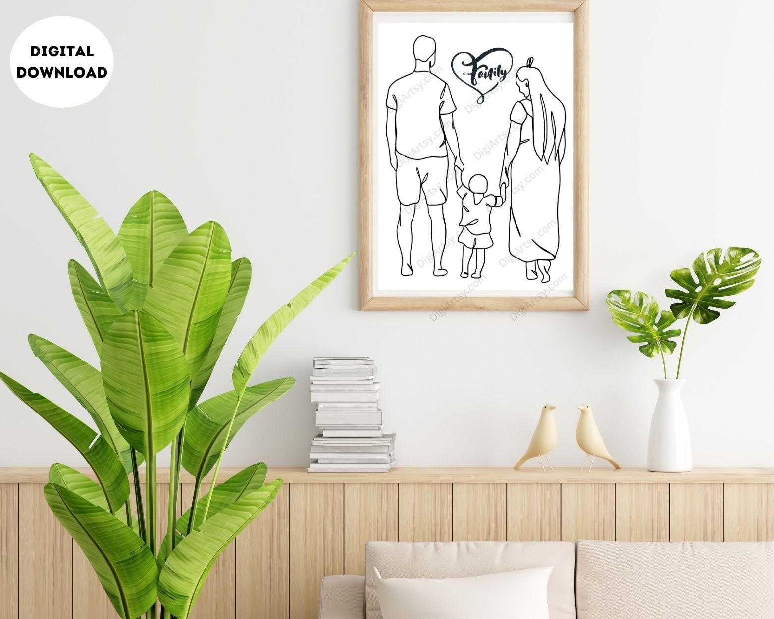 Cute Family Wall Print with One Kid - Image 2