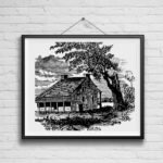 Vintage Landscape Drawing Wall Art