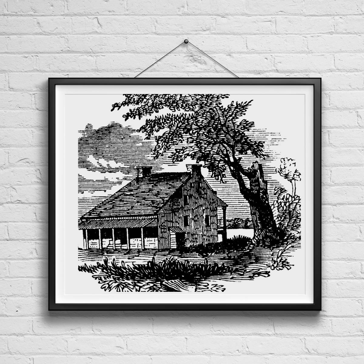 Vintage Landscape Drawing Wall Art