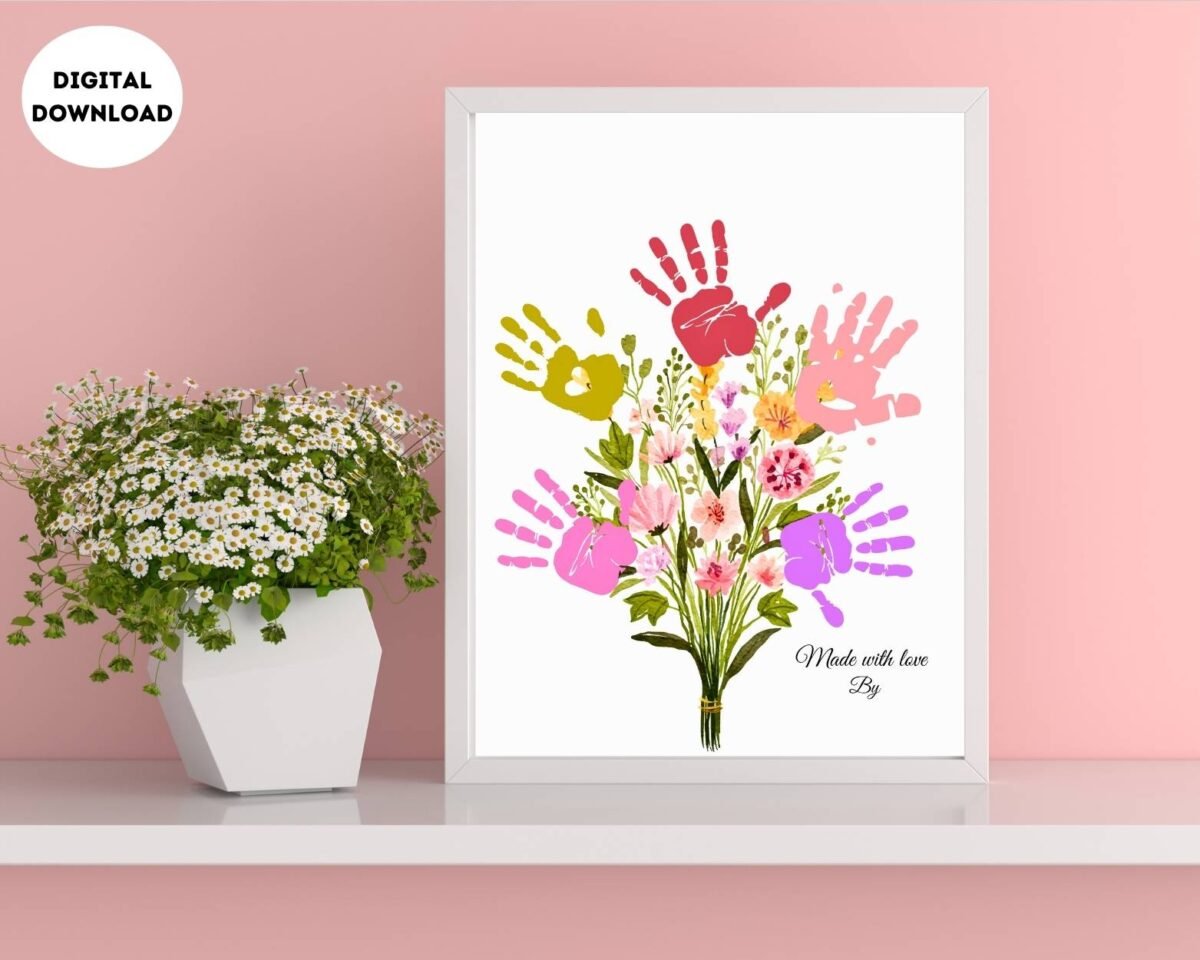 Flower Bouquet Handprint craft for toddlers