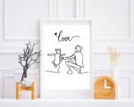 Dad and Girl Line Drawing Wall Art