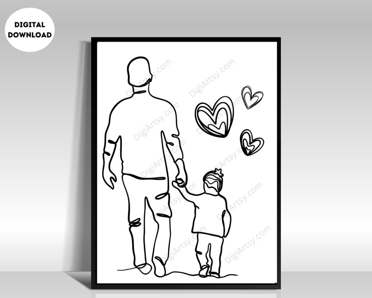 Dad and Child Art Print With Love