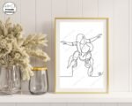 Dad and Daughter Line Art Print Wall Decor