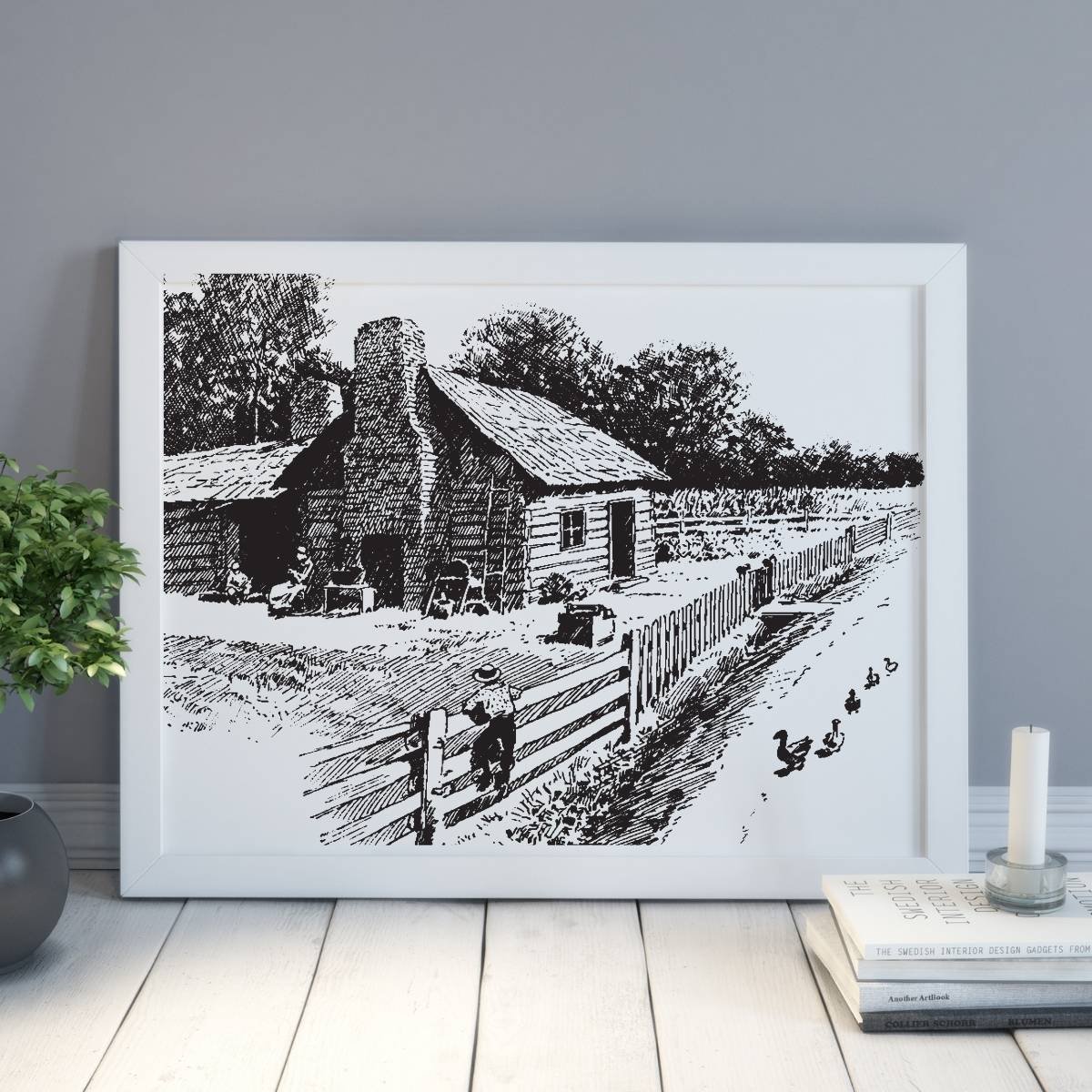 Black and White Vintage Wall Art Print
