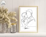 Father Son Bond Line Art Room Decor