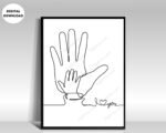 Dad and Baby Handprint Line Art