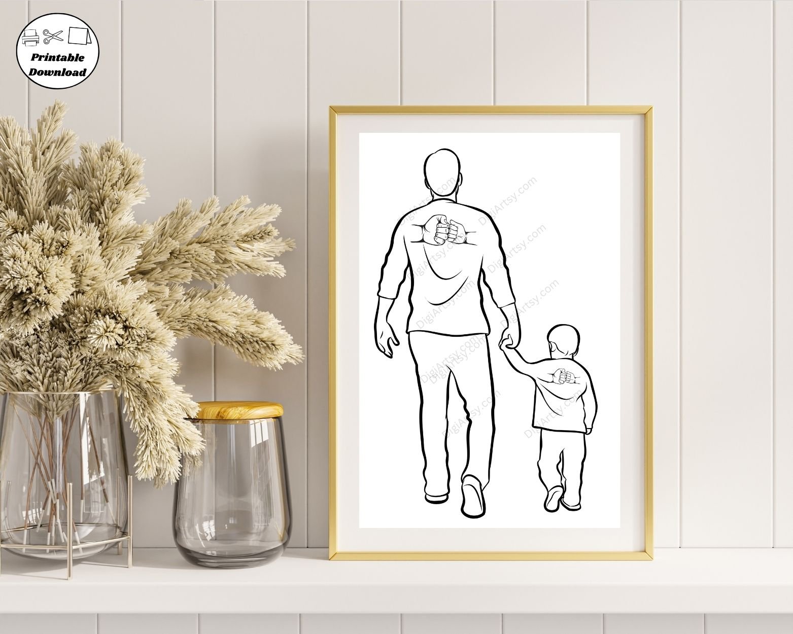 Father and Son Portrait Wall Decor