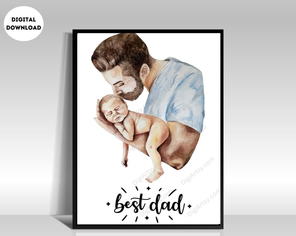Dad with Infant Wall Art Decor