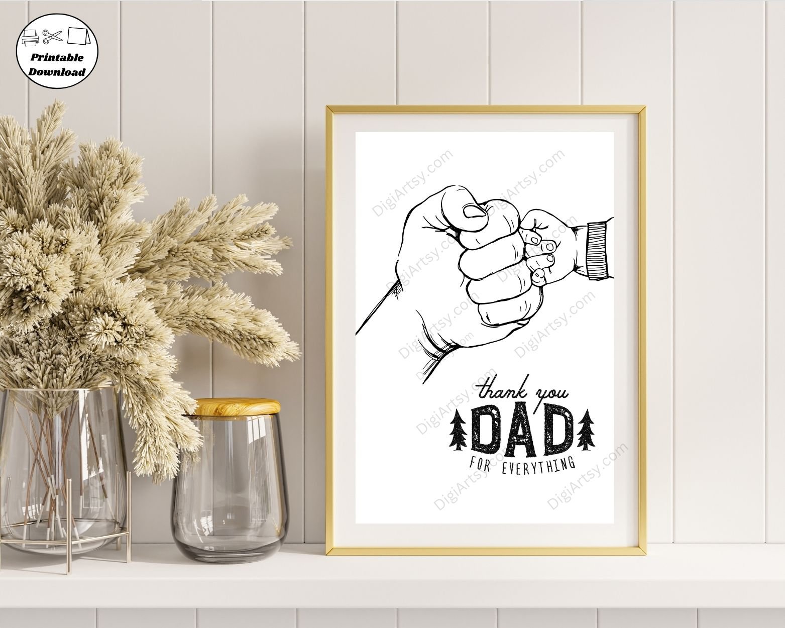 Dad and child Handprint Wall Art