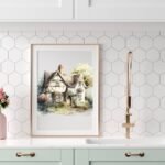 Vintage Country House Garden Scene Wall Decor