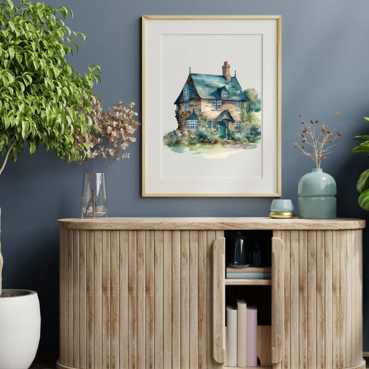 Vintage English Cottage House Print