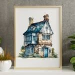 Vintage Horror House Landscape Wall Art