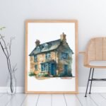 Vintage English Cottage House Print