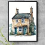 Vintage House Print Neutral Wall Art Decor