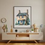Watercolor House minimalist wall art