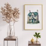 Vintage English Cottage House Print
