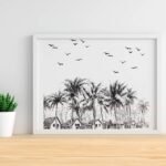 Vintage Village Coconut Tree Sketch Print