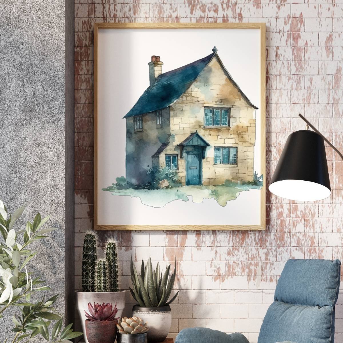 Vintage English Cottage House Print