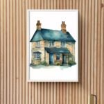 Vintage English Cottage House Print