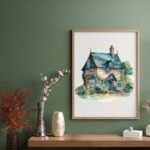 Vintage Country House Garden Scene Wall Decor