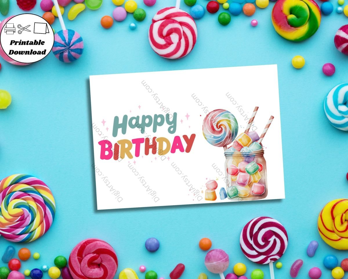 Happy Birthday Card Prints with Candies
