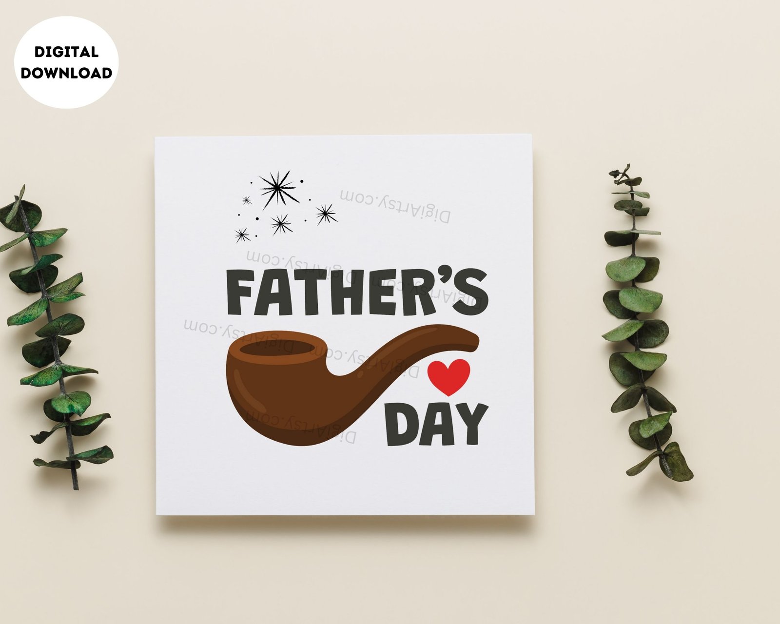 Printable Happy Father's Day Card with Pipe