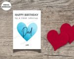 Printable Happy Birthday Card to a very Special Dad Blue