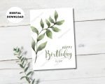 Green Leafy Birthday Card Printable