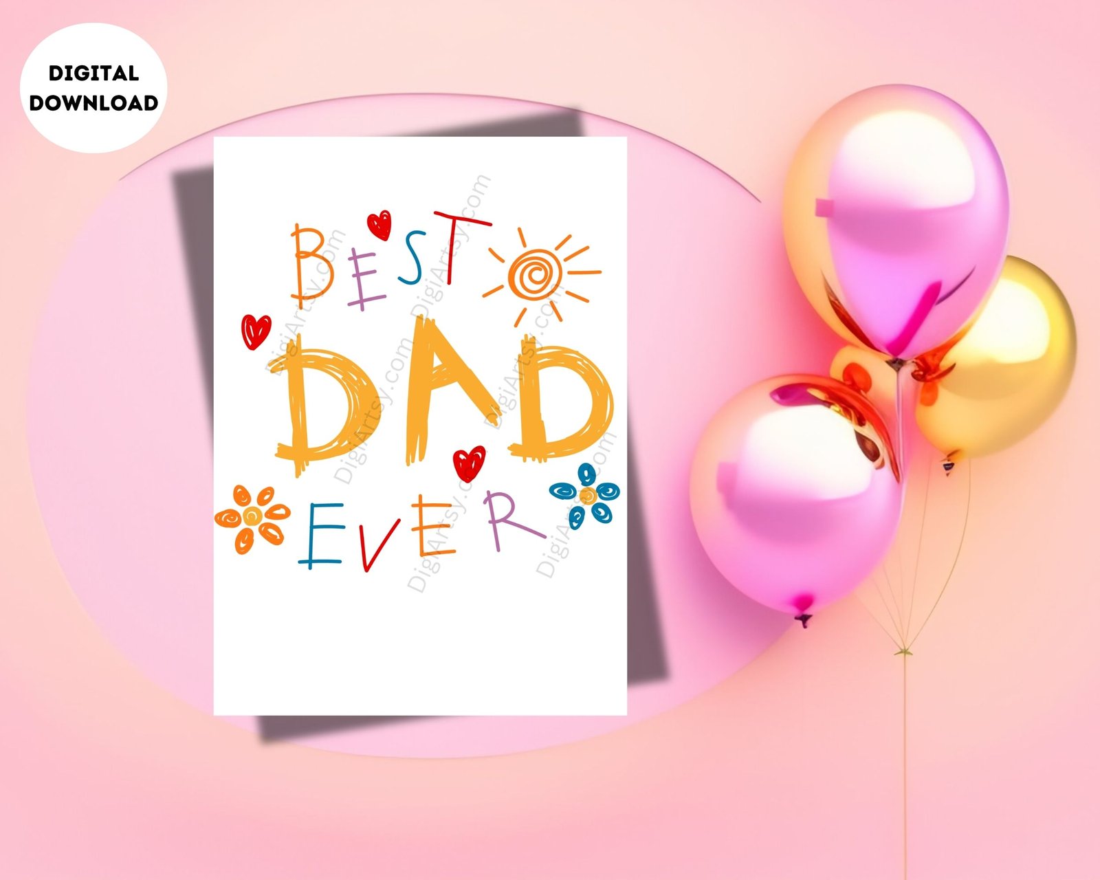 Colorful Best Dad Ever printable Card