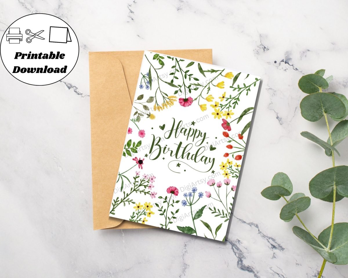 Floral Happy Birthday Card