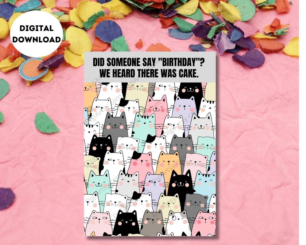 Funny Printable Birthday Card with Cats