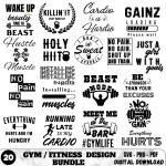 20 Gym Quotes Tshirt Design Print Bundle