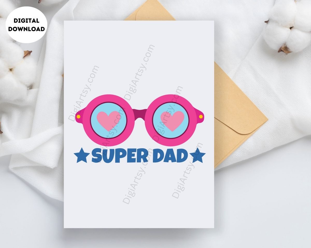 Cute Super Dad Greeting Card Print