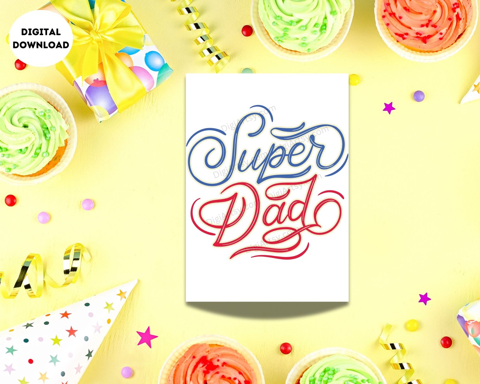 Colorful Super Dad digital Print
