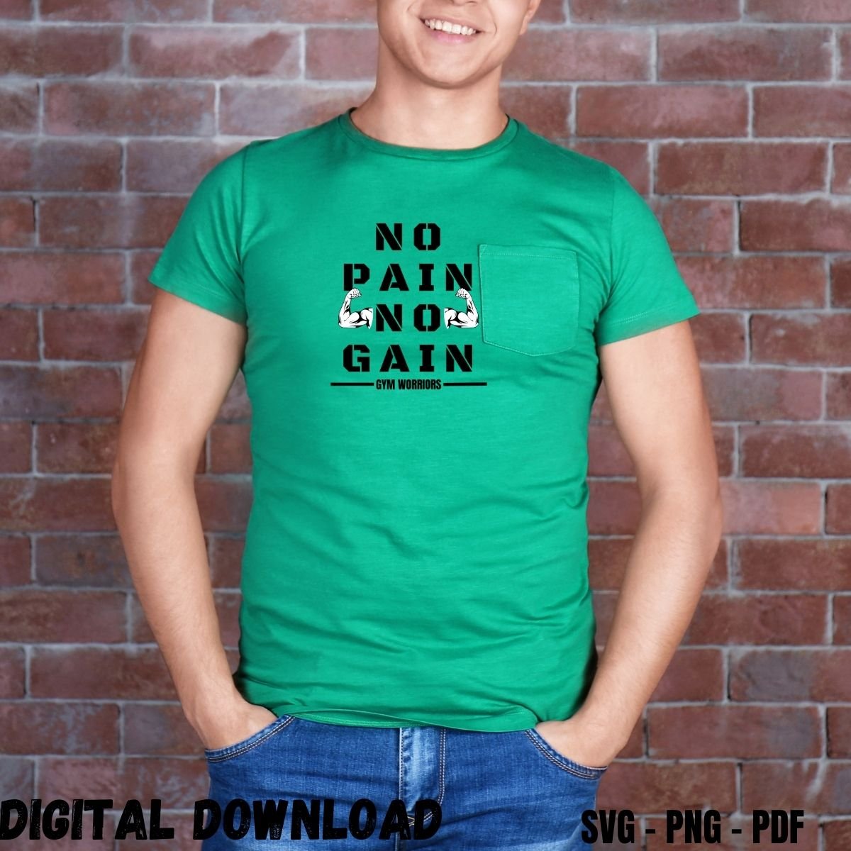 Gym Quotes T-shirt Print No Pain No Gain