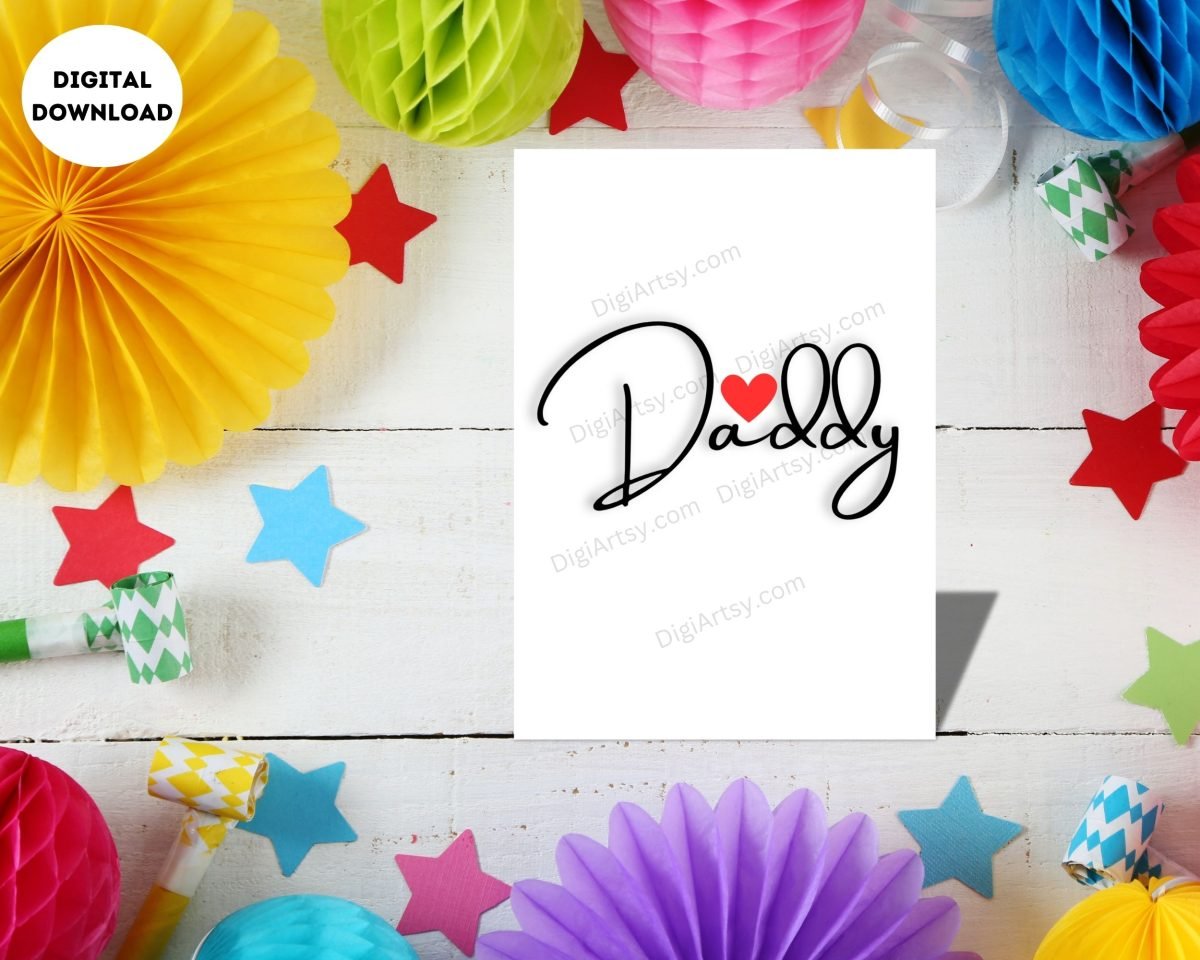Cute Daddy Greeting Card Print With Heart