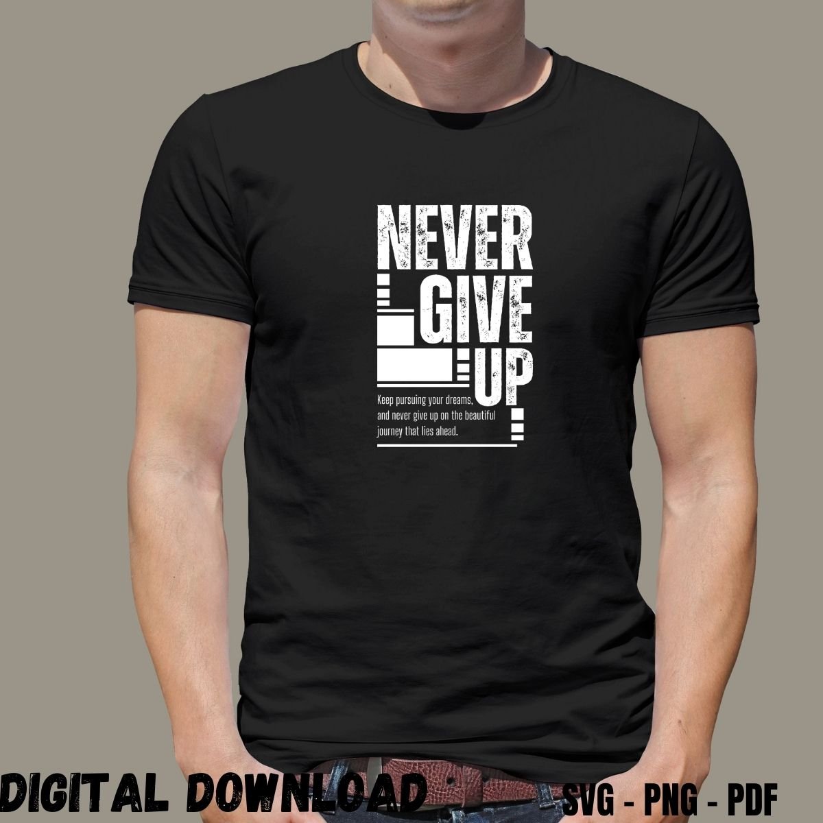 Gym Quotes T-shirt Print Never Give up