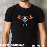 Weightlifting T-shirt Design Print Skeletal