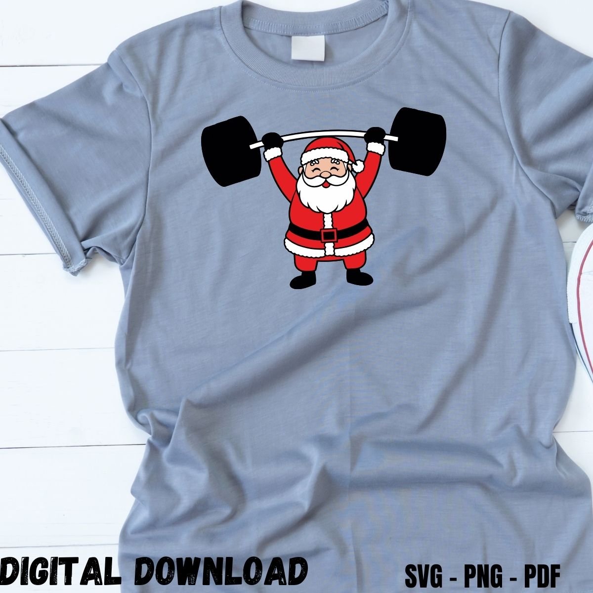Weightlifting T-shirt Design Print Santa