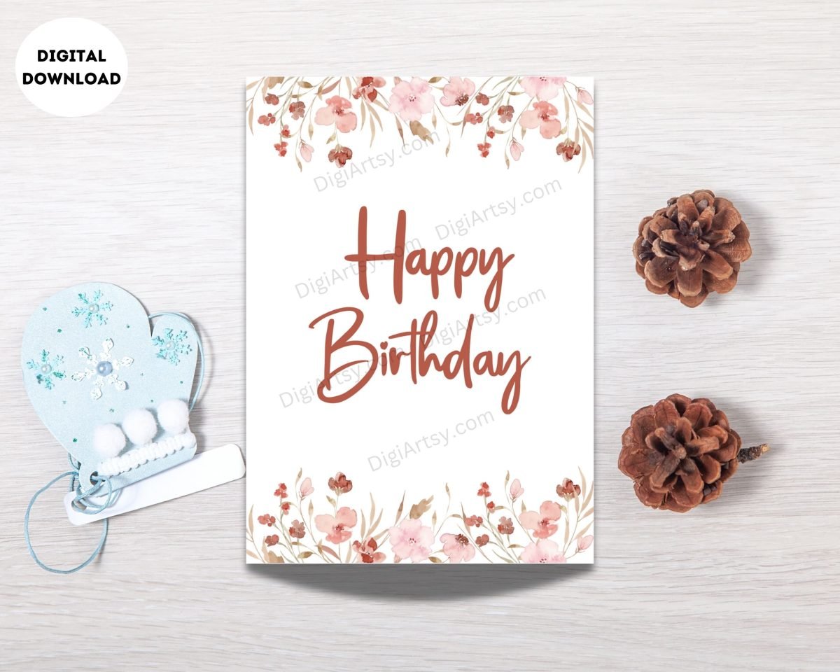 Pastel Flowers Happy Birthday Digital Card
