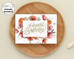 Floral Happy Birthday Card Prints