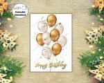 Printable Happy Birthday Card with Balloons