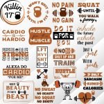 20 Workout Sayings T-Shirt Design Print Bundle